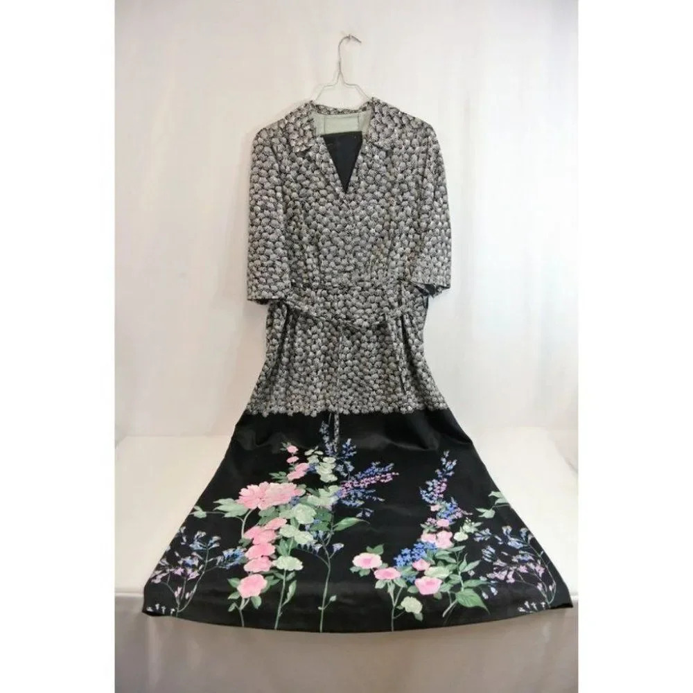 Vintage Handmade Asian Style Maxi Dress with  Sash